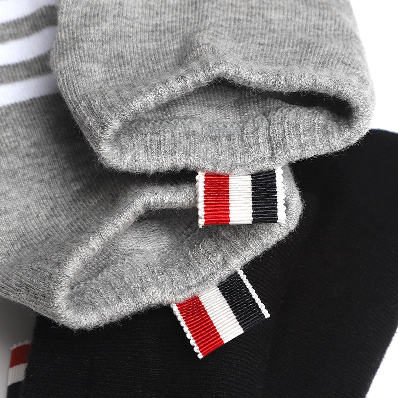 Four-bar striped boat socks
