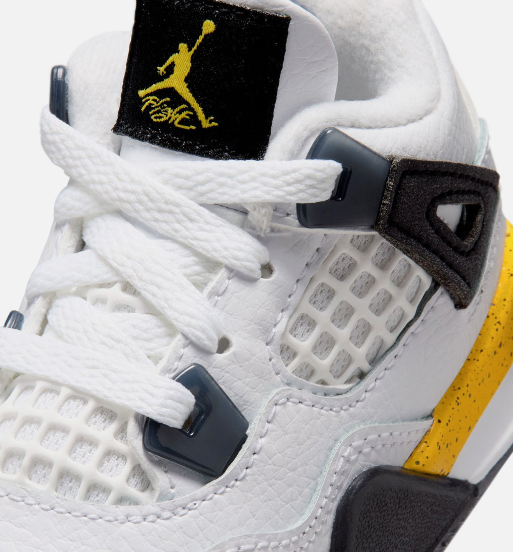 Air Jordan 4 Retro Rare Air Tour Yellow | Infant/Toddler Lifestyle Shoe | White/Dark Stucco/Black/Tour Yellow