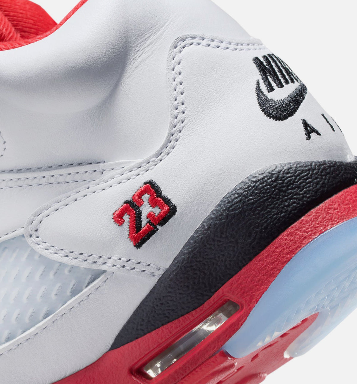 Air Jordan 5 Retro Fire Red Big Kids' Sneakers - White / Fire Red / Black
