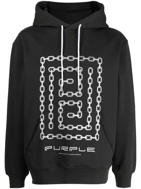 Purple Brand French chain-link print hoodie