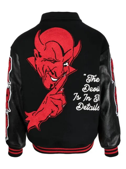 SAINT MXXXXXX slogan print varsity jacket