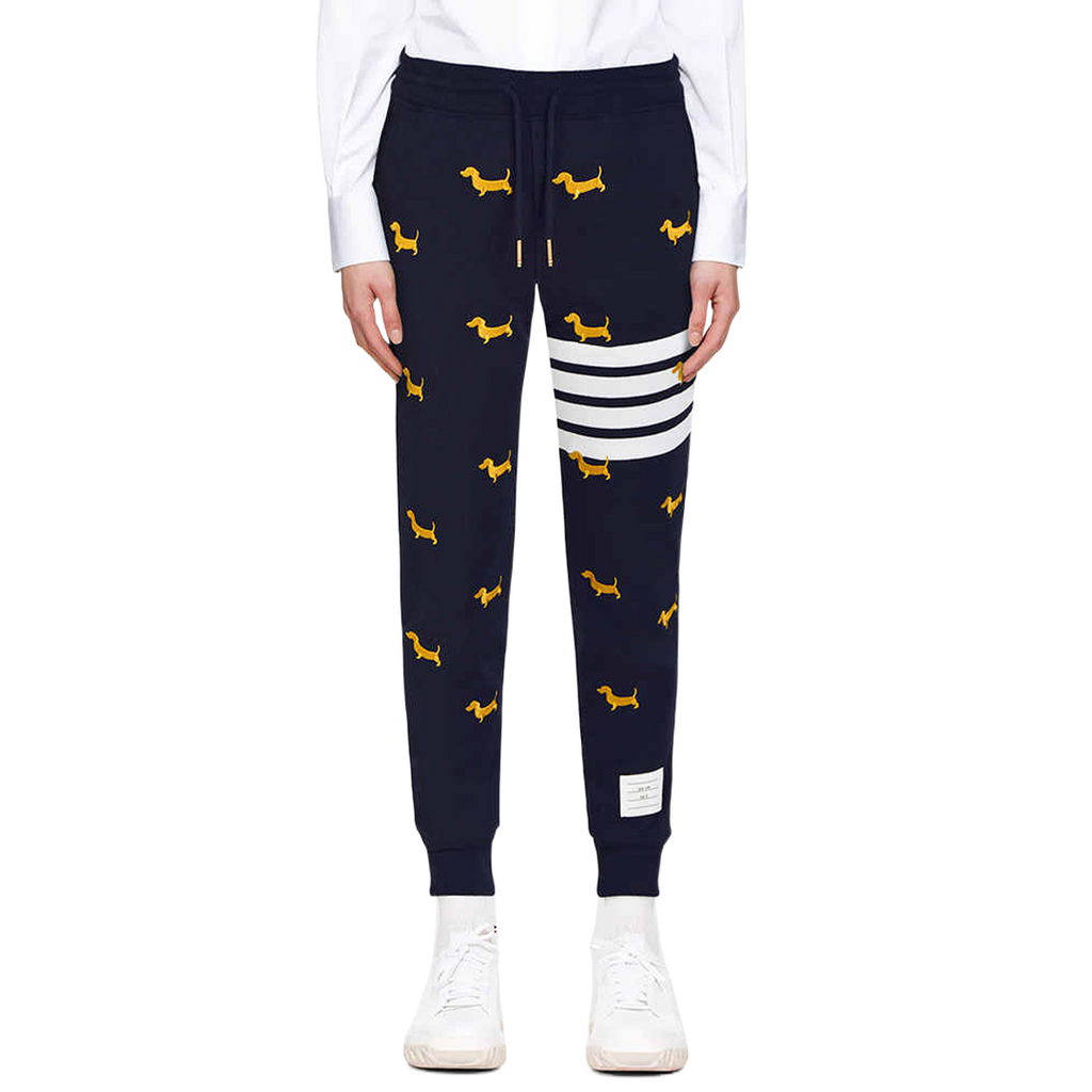 Thom Browne Style Embroidered sweatpants