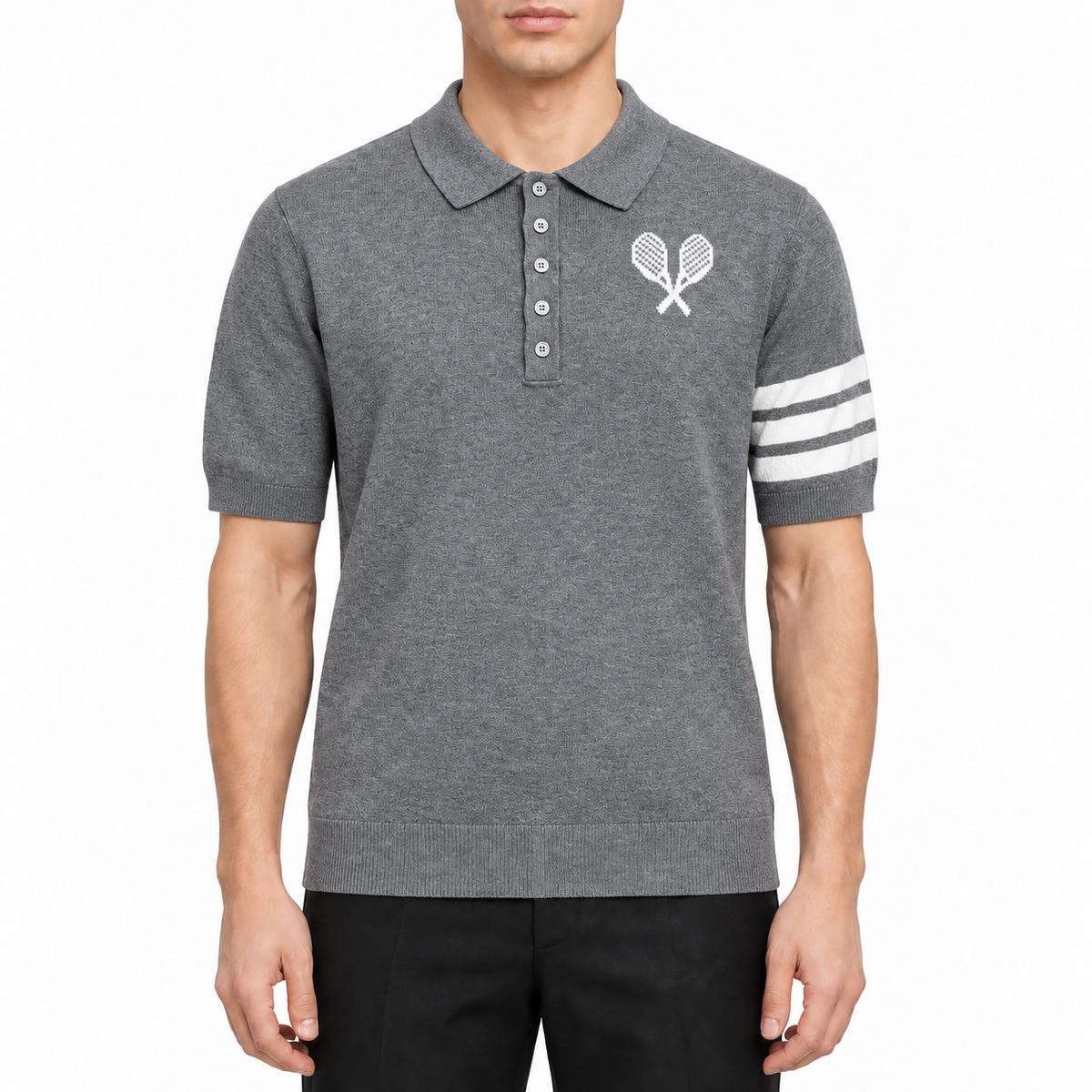 Tennis Racket Jacquard Polo Shirt | Thom Browne