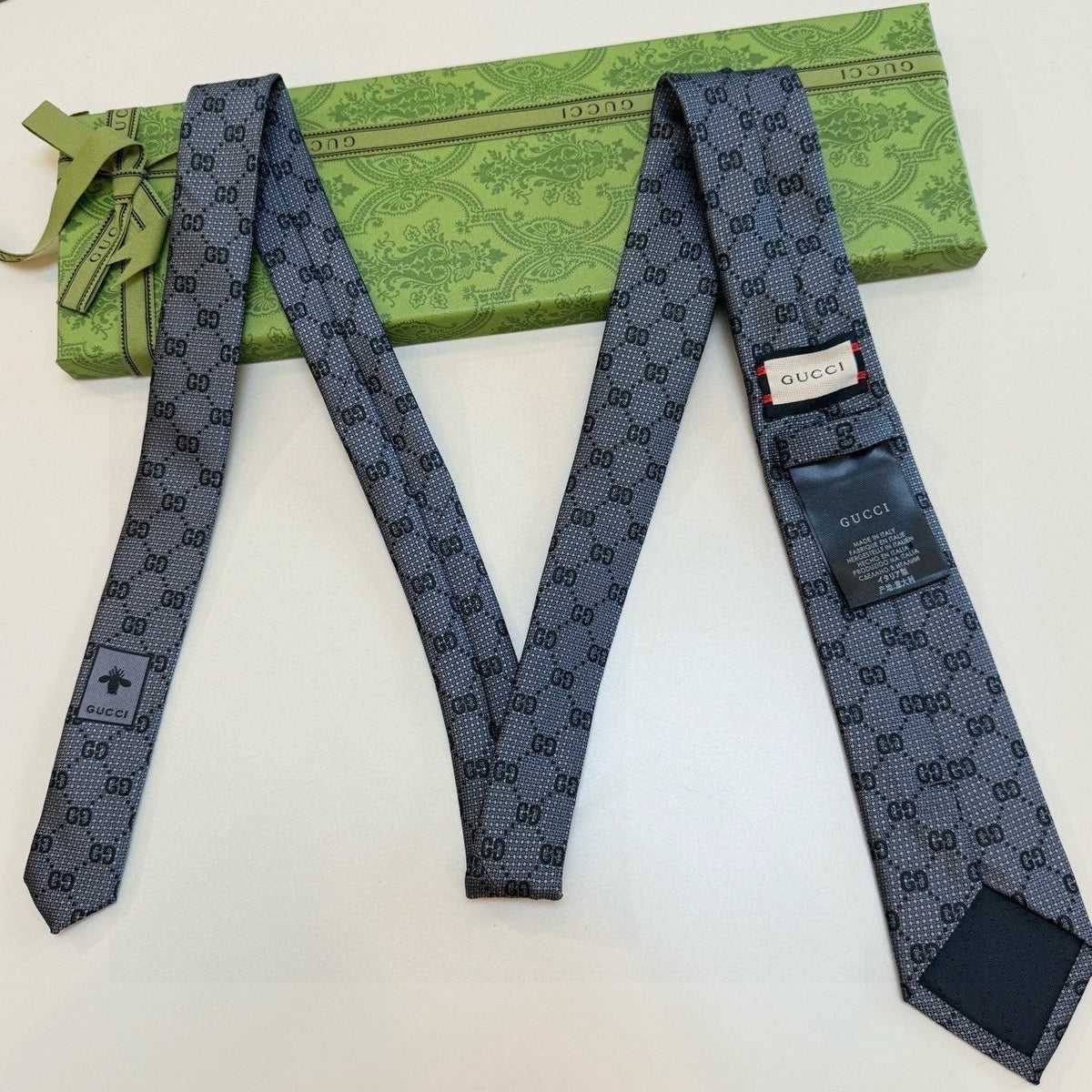 Gucci Style Men's GG Monogram Silk Tie