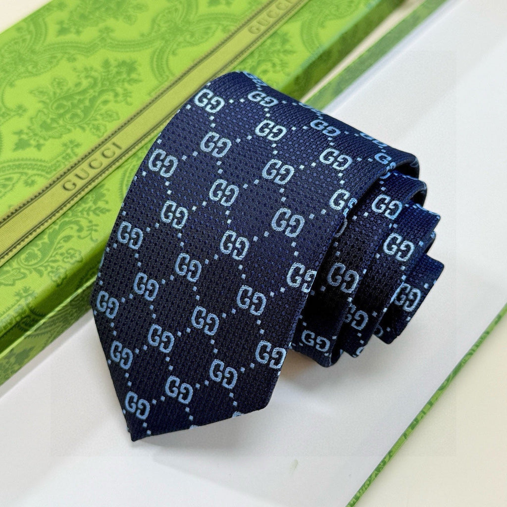 Gucci Style Men's GG Monogram Silk Tie