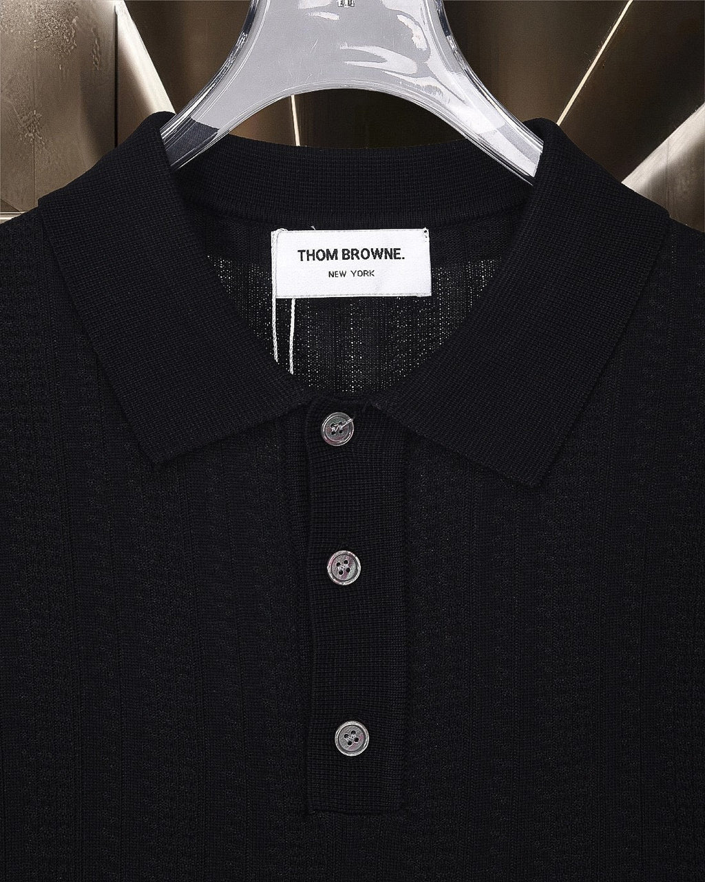 Four-Bar Stripe Knit Polo | Thom Browne