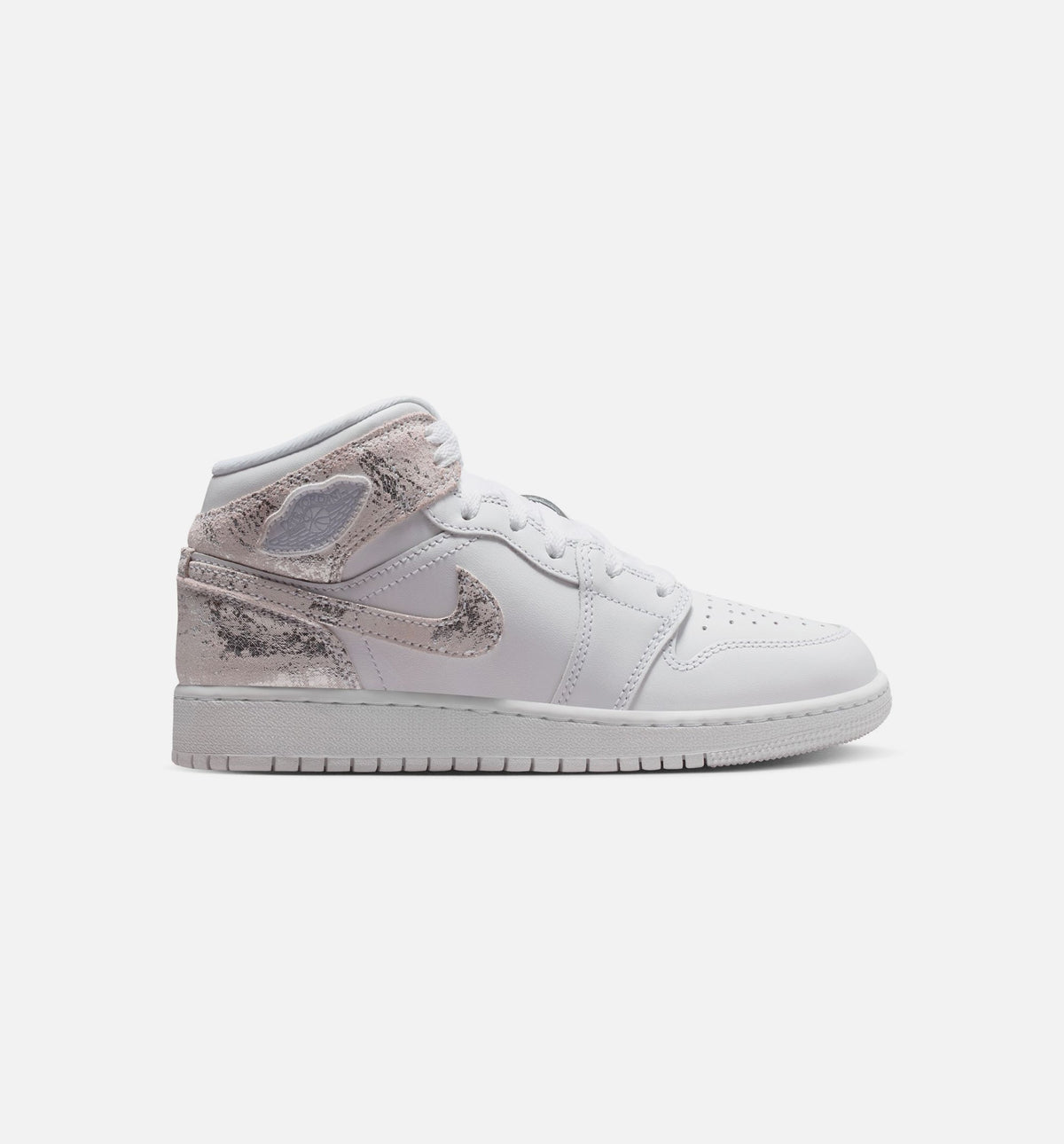 Air Jordan 1 Mid SE Big Kids' Lifestyle Shoes - White/Field Silver