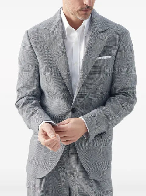 Brunello Cucinelli super 150s virgin wool Prince of Wales jacket