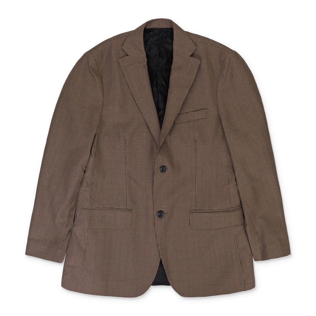 BROWN HOUNDSTOOTH NOTCH LAPEL BLAZER