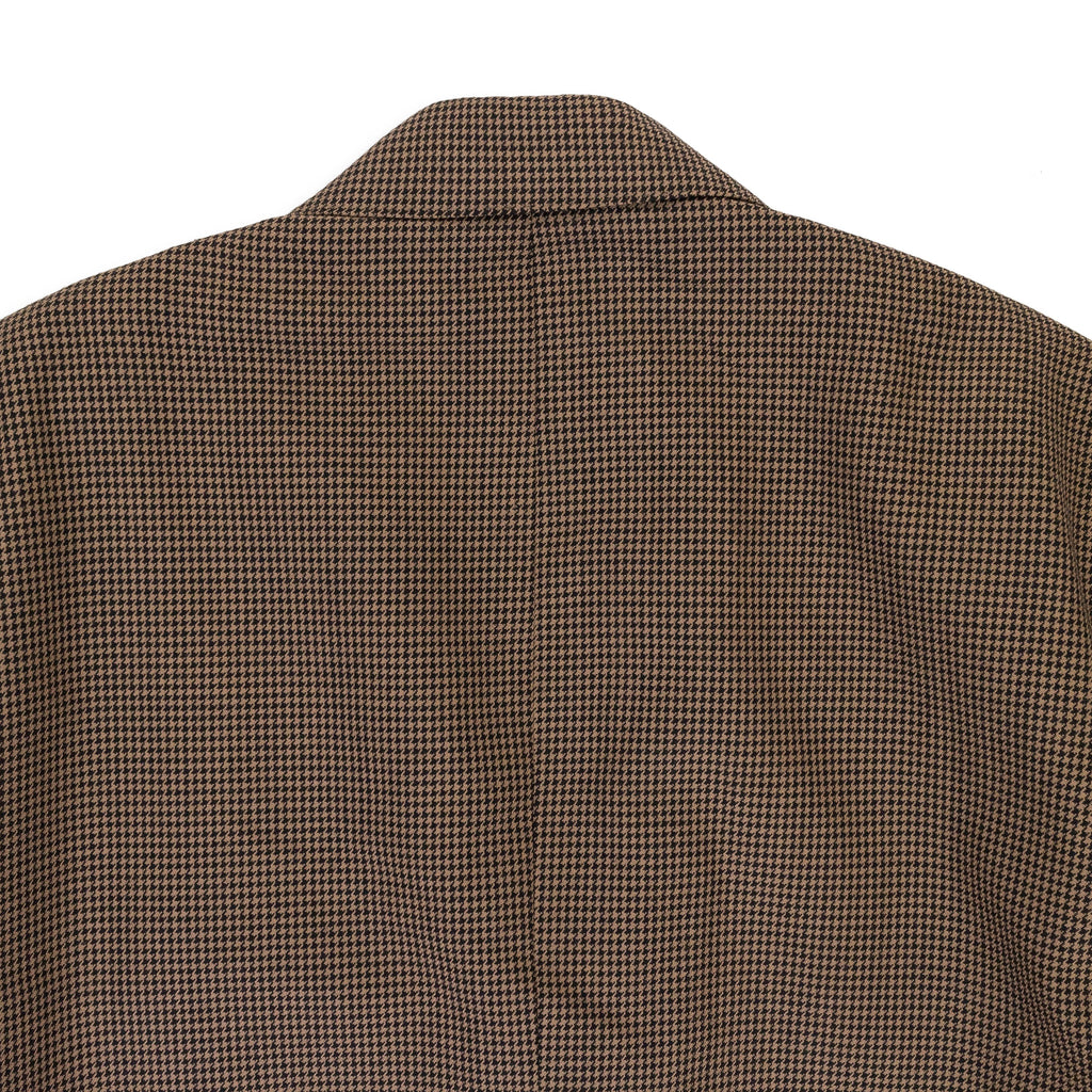 BROWN HOUNDSTOOTH NOTCH LAPEL BLAZER