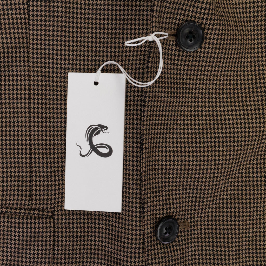 BROWN HOUNDSTOOTH NOTCH LAPEL BLAZER