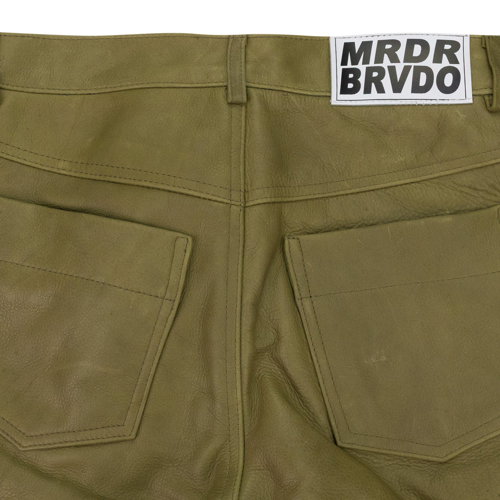 TAN RAISED WINDOW (LEATHER) PANTS