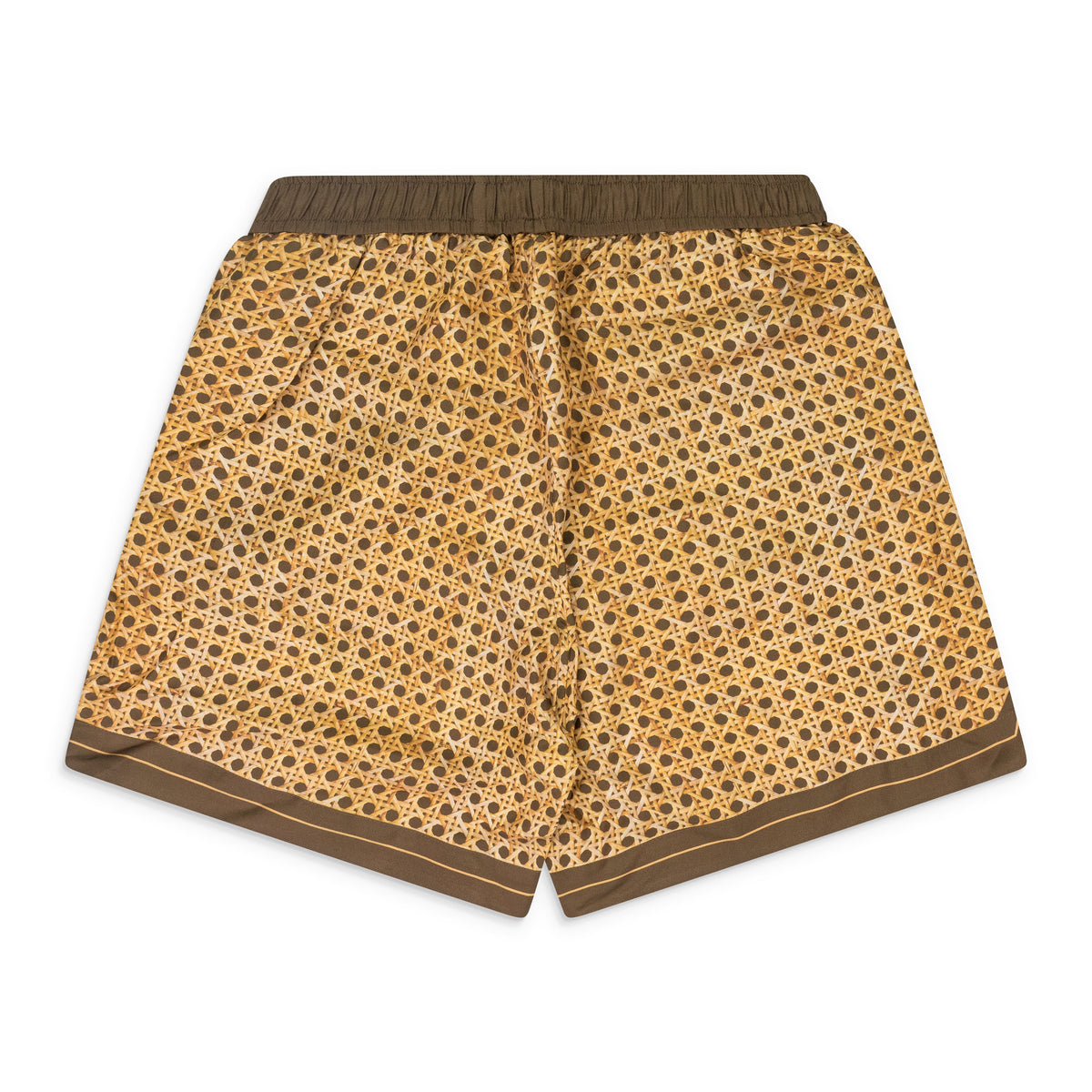 Brown Weave Pattern Silk Shorts