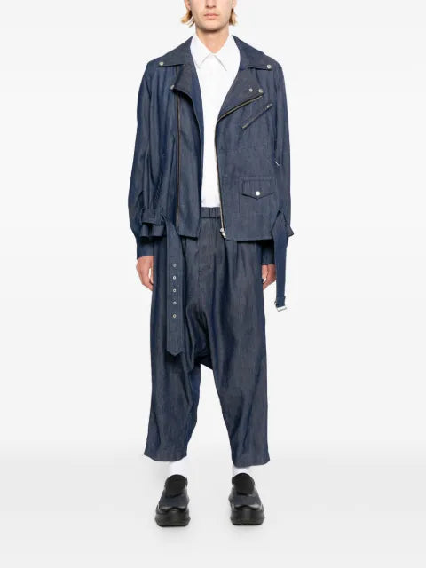 Black Comme Des Garçons belted biker-style denim jacket