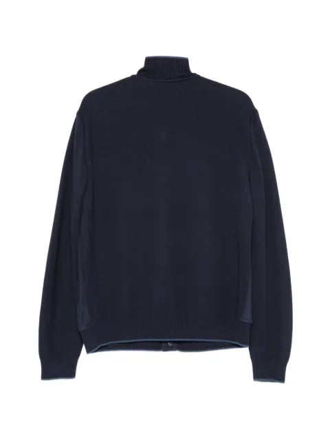 Canali suede-panel bomber jacket