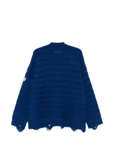 MM6 Maison Margiela distressed horizontal-stripe cardigan