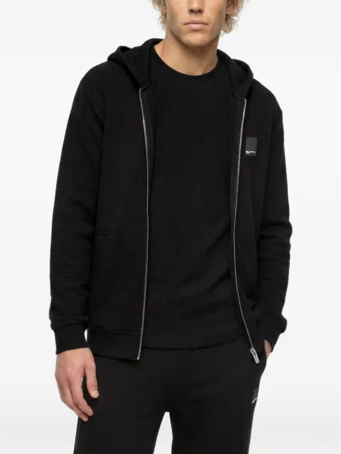 Karl Lagerfeld Jeans waffle zip-up hoodie