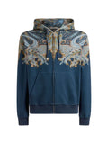 ETRO cotton-blend hoodie with placed Paisley pochette print