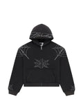 SP5DER rhinestone-embellished web-print hoodie