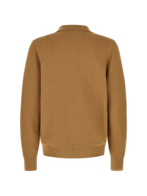 BOSS knitted cotton sweater with johnny collar