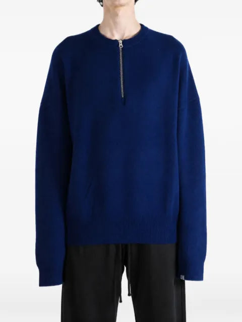 extreme cashmere quarter-zip dropped-shoulder sweater