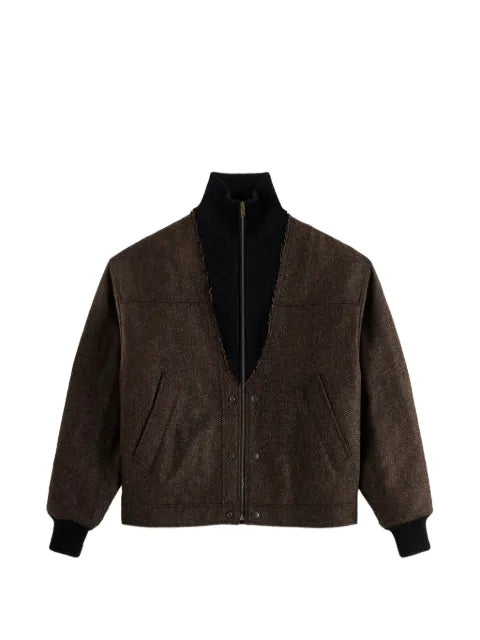 Maison Margiela herringbone-pattern zipped bomber jacket
