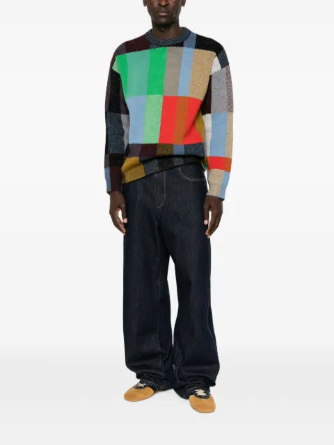 PS Paul Smith patchwork-pattern crew-neck sweater