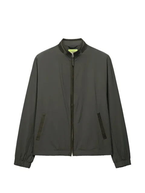 Shanghai Tang Mandarin contrast-trim zip-up jacket