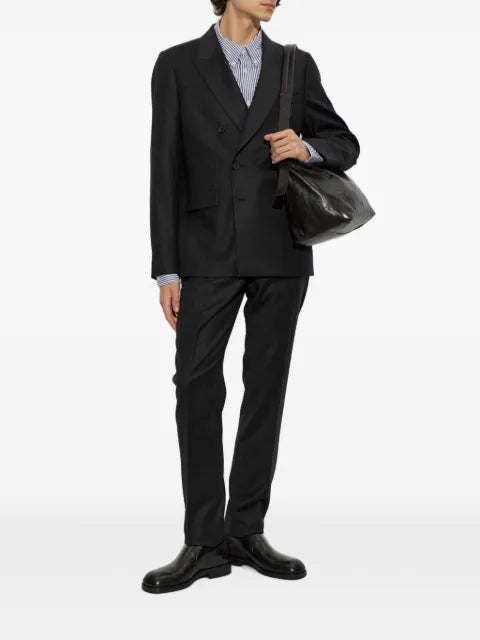 Paul Smith charcoal wool-cashmere flannel double-breasted blazer