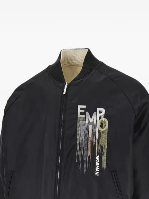 Emporio Armani logo-embroidered long-sleeve bomber jacket
