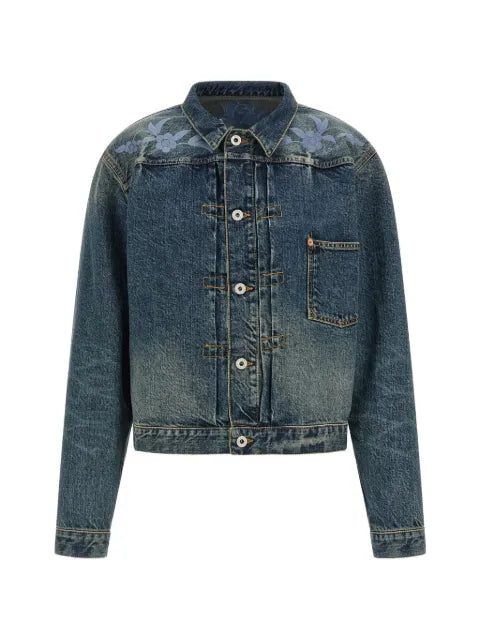 Kenzo floral-embroidered denim jacket