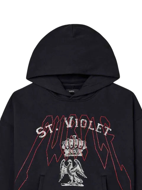 Purple Brand graphic-print raw-cut hoodie