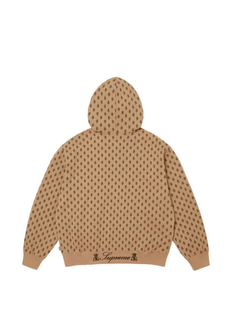 Supreme God Over Money monogram-print zip-up hoodie