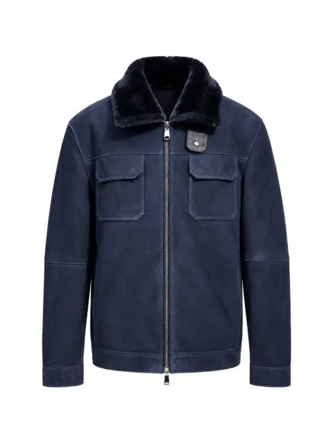 Poche Paris shearling-collar suede jacket