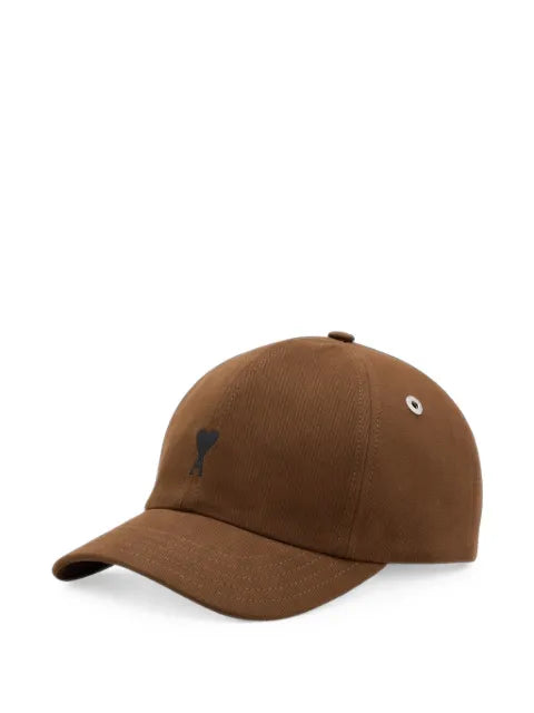 AMI Paris brown cotton cap with Ami de Coeur