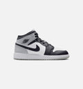 Air Jordan 1 Mid – Grade School Lifestyle Shoe in White/Light Smoke Grey/Black