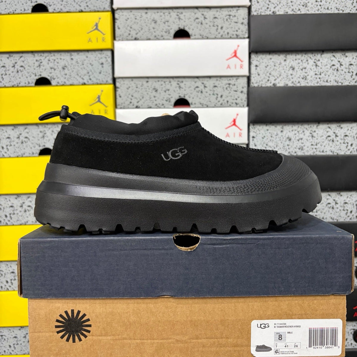 UGG Tasman Weather Hybrid Slip-On – Waterproof Suede Shoe with Shearling Lining, Cinch Drawstring & All-Terrain Lug Sole in Black