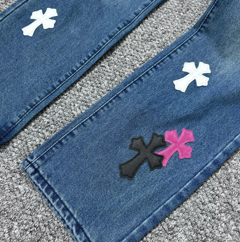 Multicolor Patch Denim Jeans – Streetwear Distressed Style