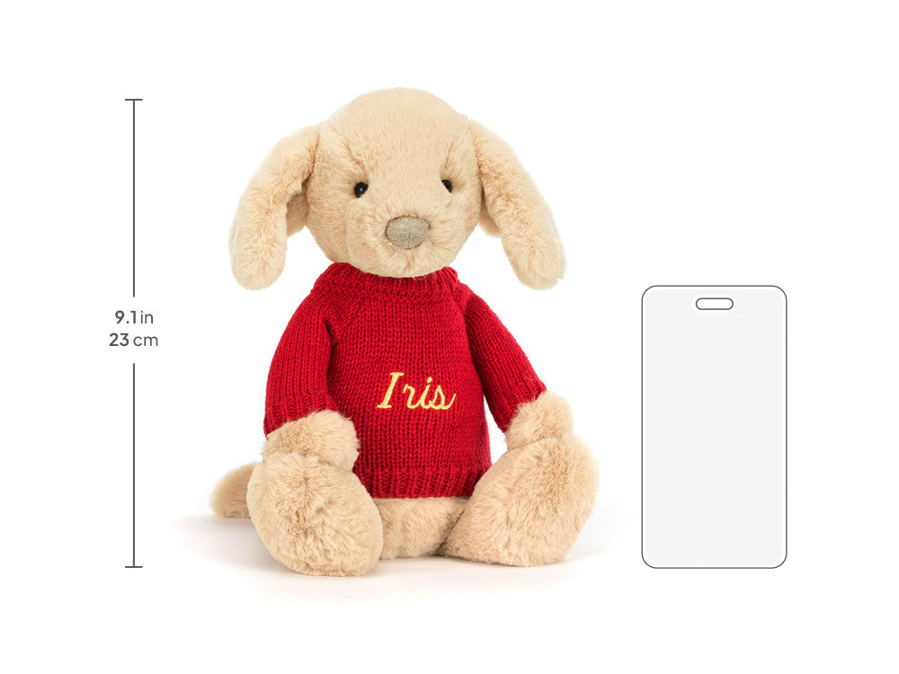Bashful Luxe Puppy Orlando with Personalized Red Jumper