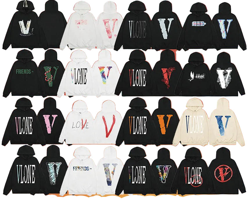 Vlone Friends Big V Logo American Style Unisex Hoodie