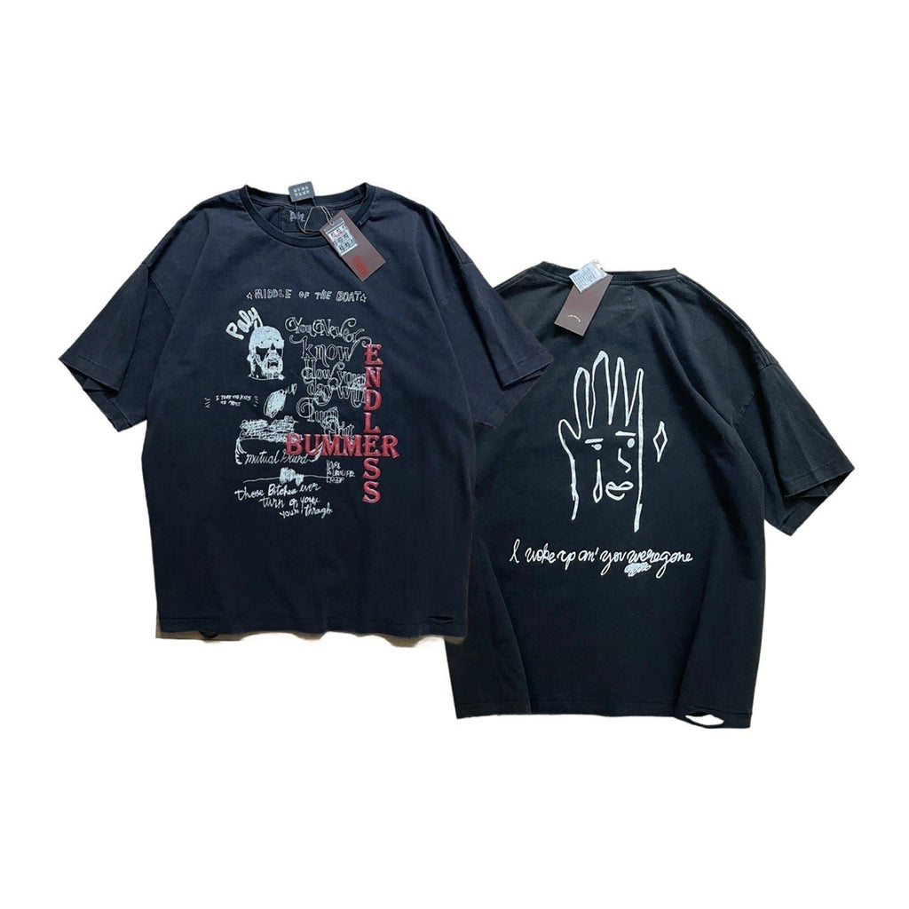 Paly Hollywood Portrait and Letter Graphic Crew Neck T-Shirt Unisex