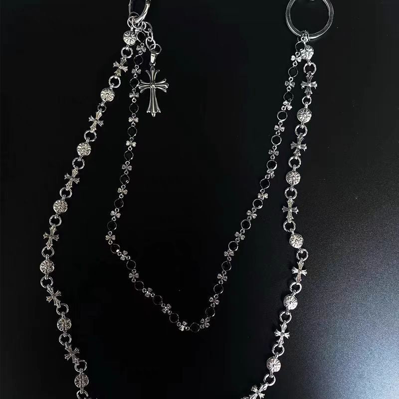 Chrome Hearts cross waist chain bag chain double chain pendant