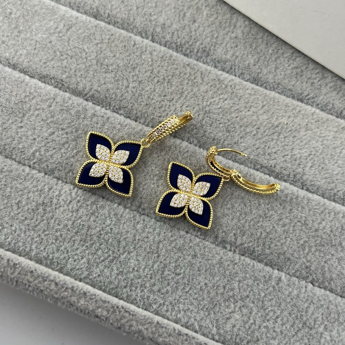 Roberto Coin Style Four-Leaf Clover Cubic Zirconia Earrings