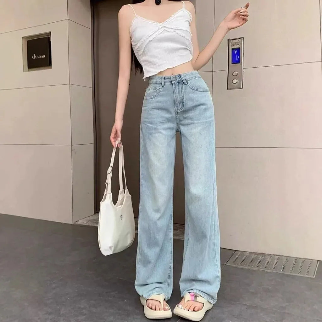 Wide Leg Embroidered Denim Pants