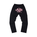 Syna world Drill Graffiti Logo Black Wide Leg Sweatpants