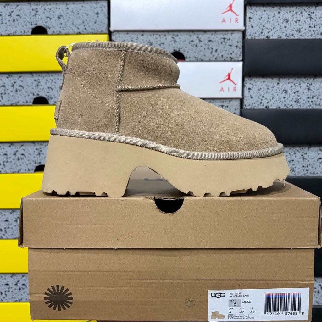 UGG Classic Mini Lace Platform Boot – Women's Chunky Sole Suede Boot in Desert Sand