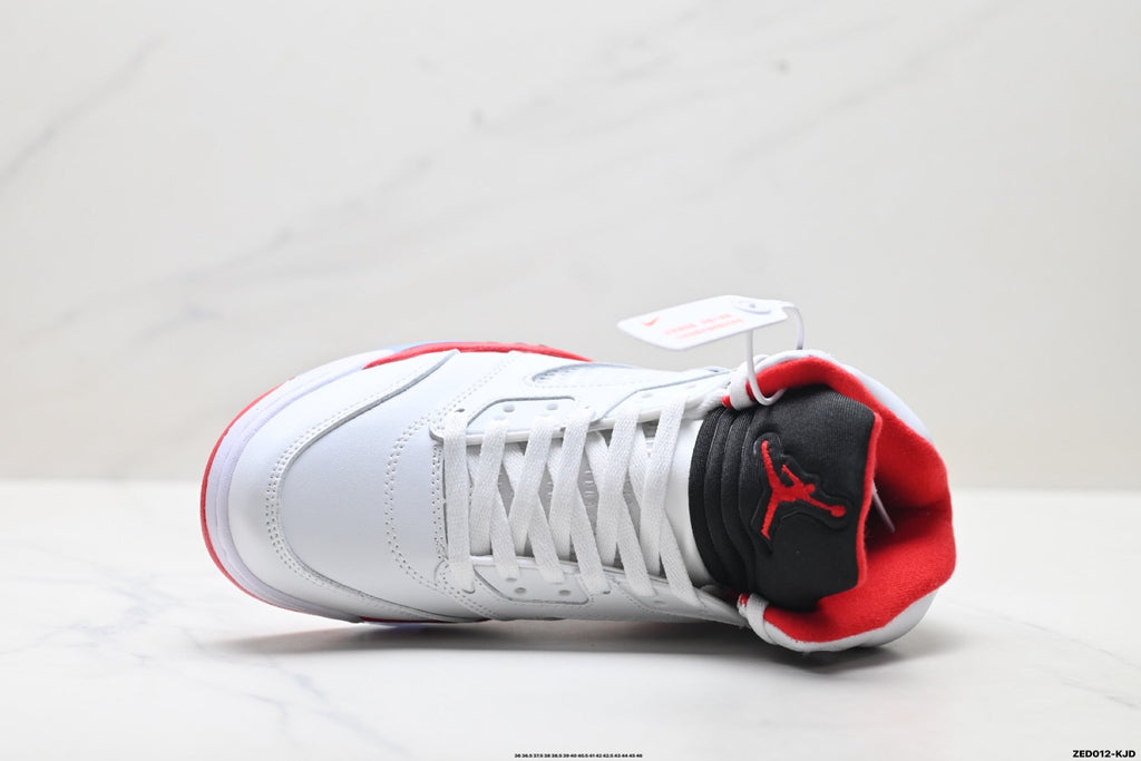 Air Jordan 5 Retro White Fire Red Black Sneakers