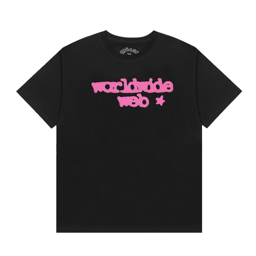 Sp5der Pink Spiderweb Graphic Short-Sleeve T-Shirt