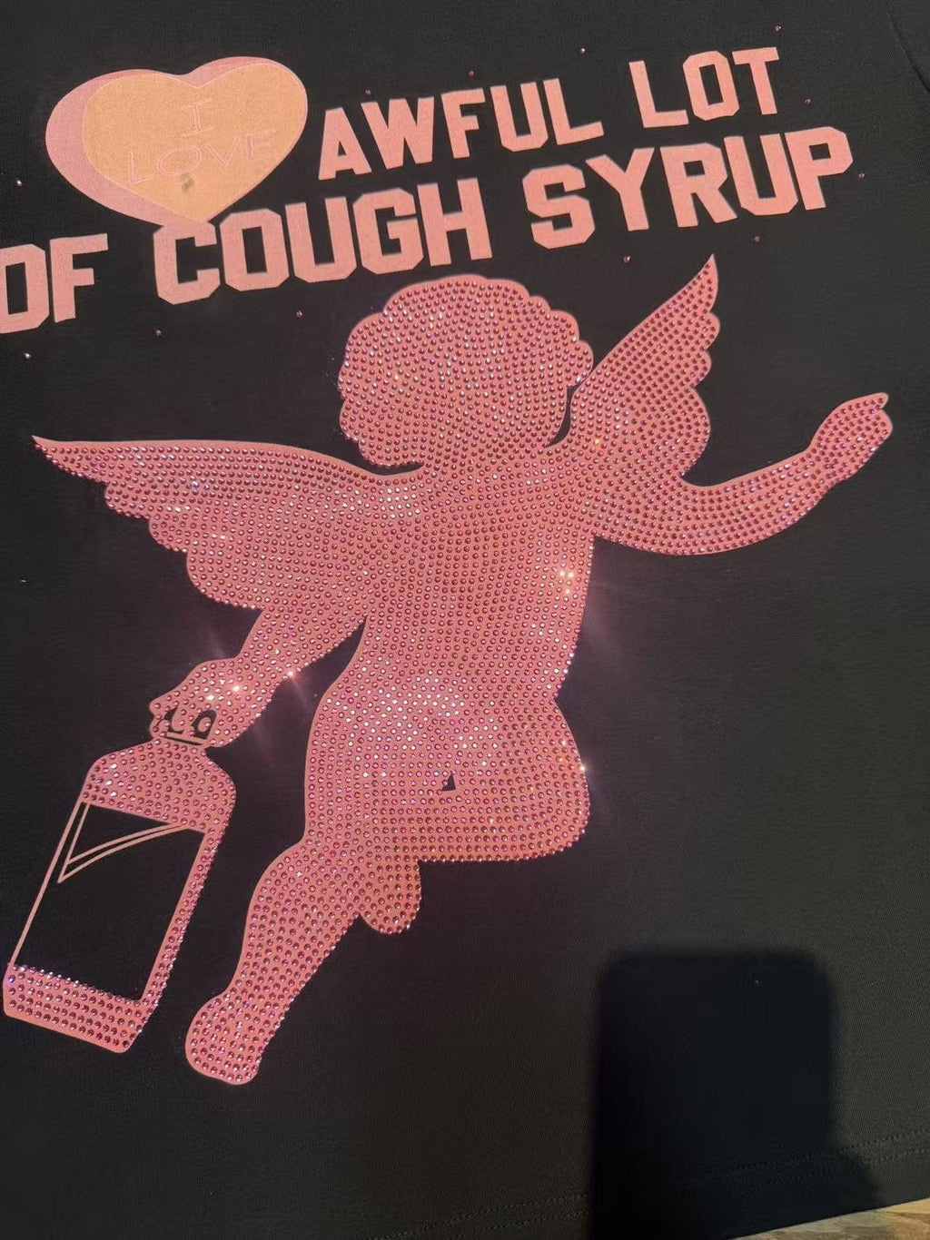 THAT'S A AWFUL LOT OF COUGH SYRUP Heart Cupid Graphic T-Shirt