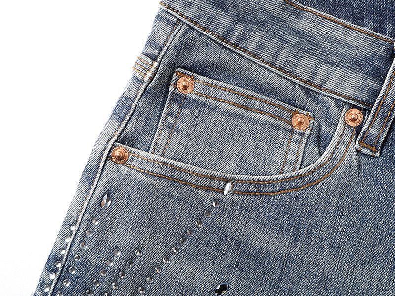 Purple Brand Rhinestone Burst Denim Shorts